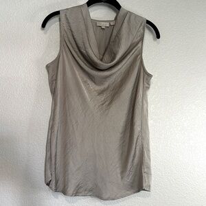 The Limited Silky Cowl Neck Sleeveless Top - silver gold size small